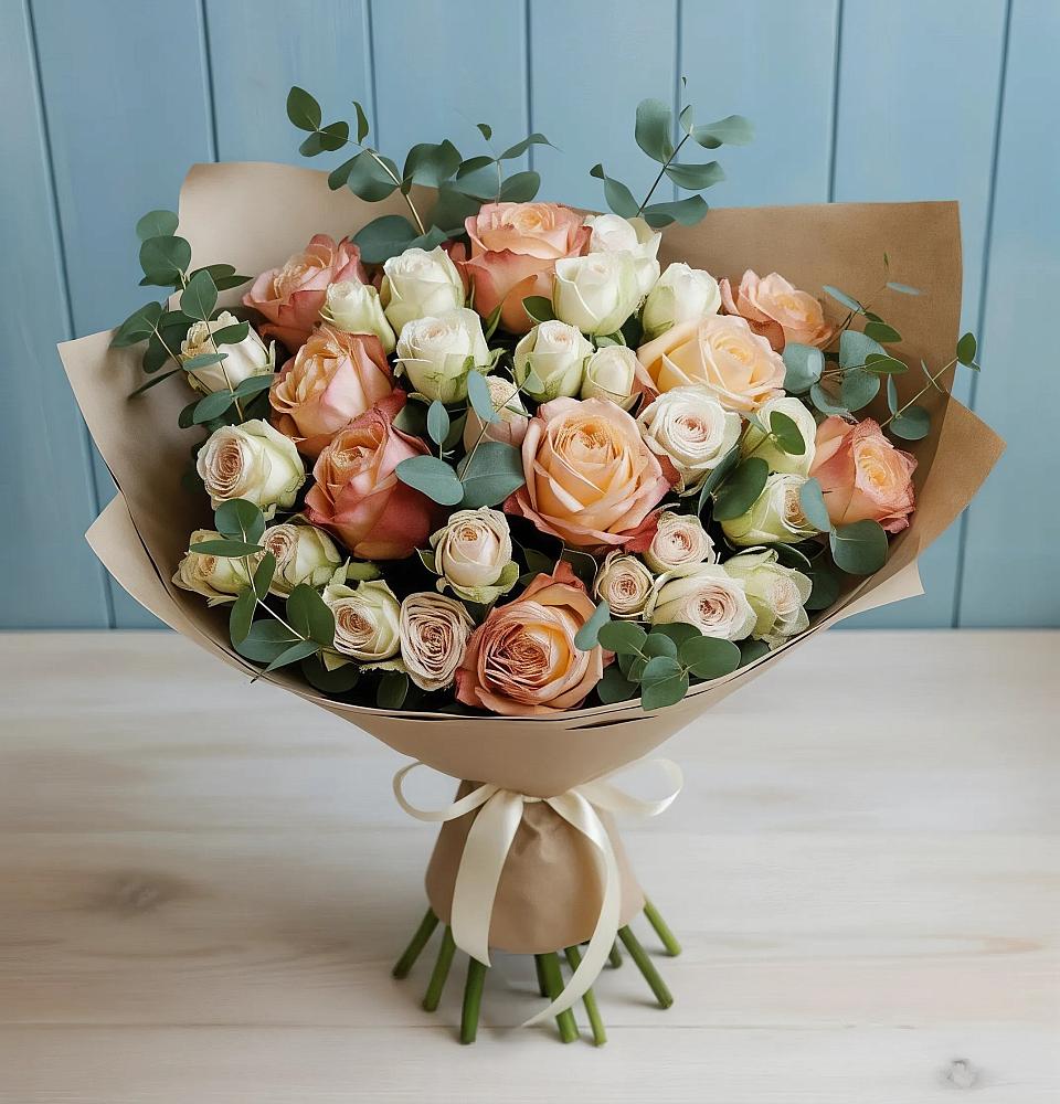 Букет цветов из: Альстромерии и Розы в Нижнее Мячково