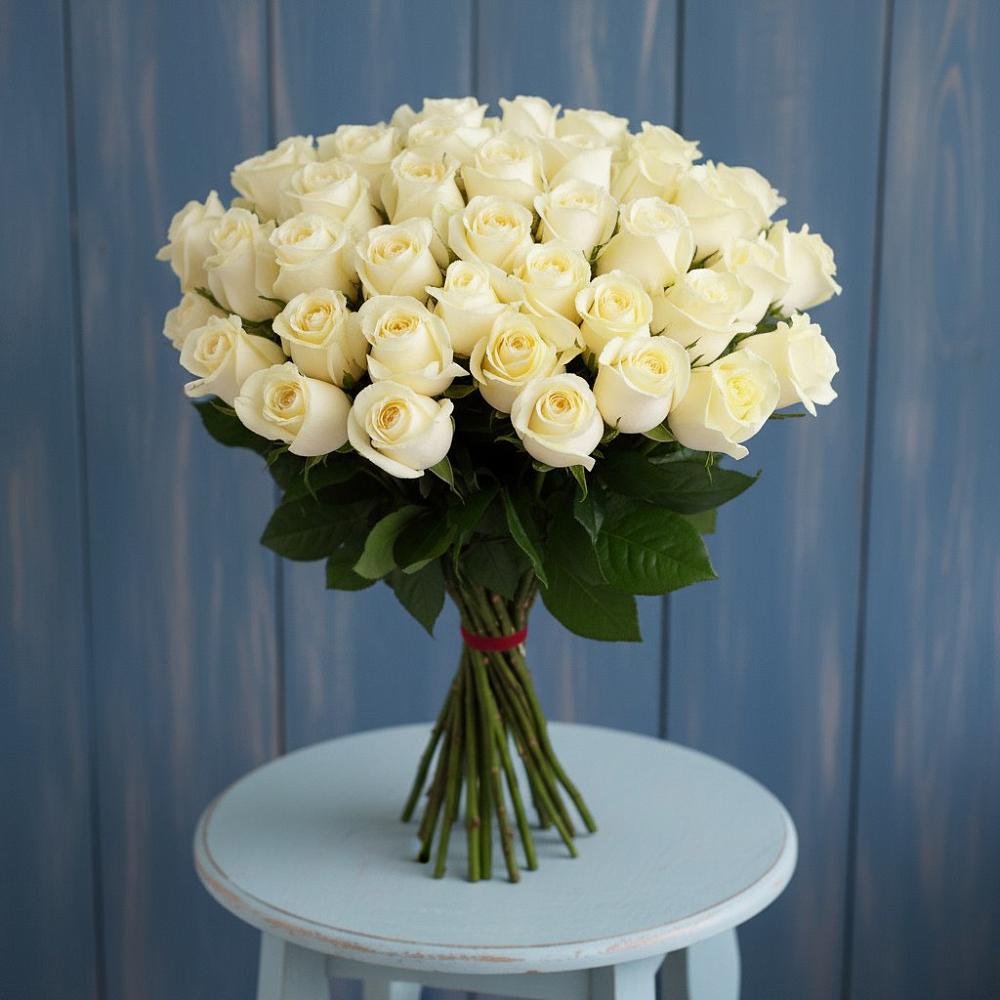 Букет 51 Белая роза Эдлесс Лав в Нижнее Мячково