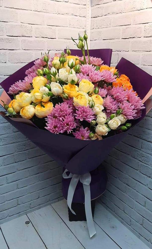 Букет цветов из: Хризантемы и Розы в Нижнее Мячково