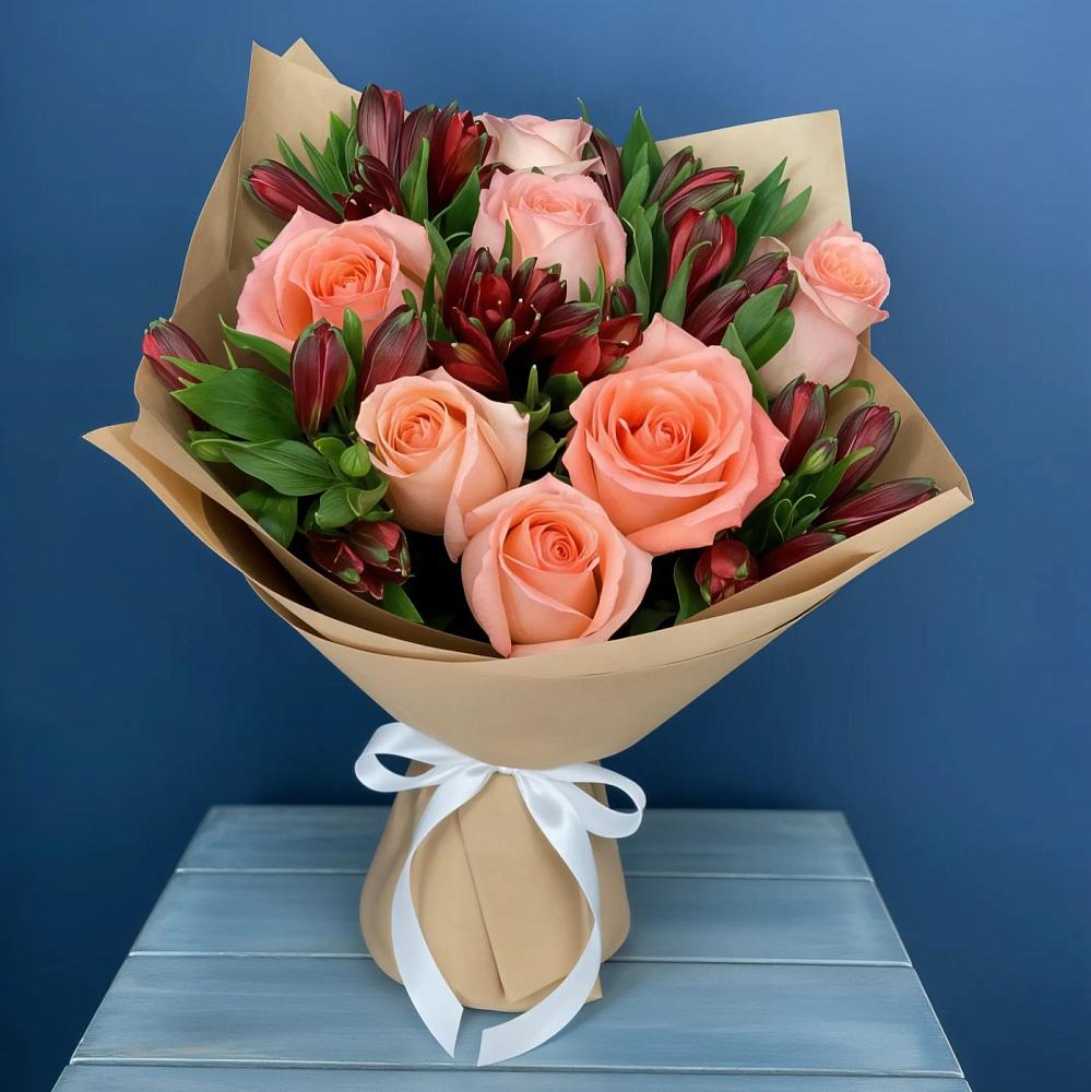 Букет цветов из: Розы и Альстромерии в Нижнее Мячково