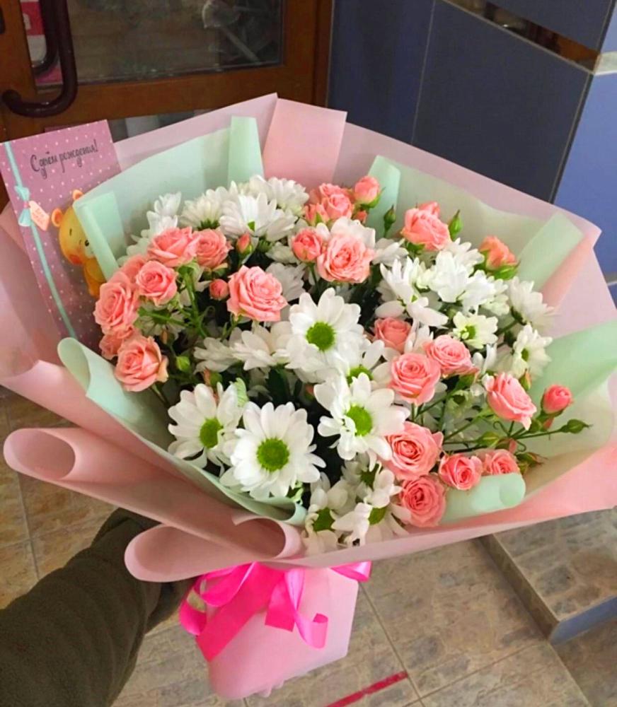 Букет цветов из: Розы и Хризантемы в Нижнее Мячково
