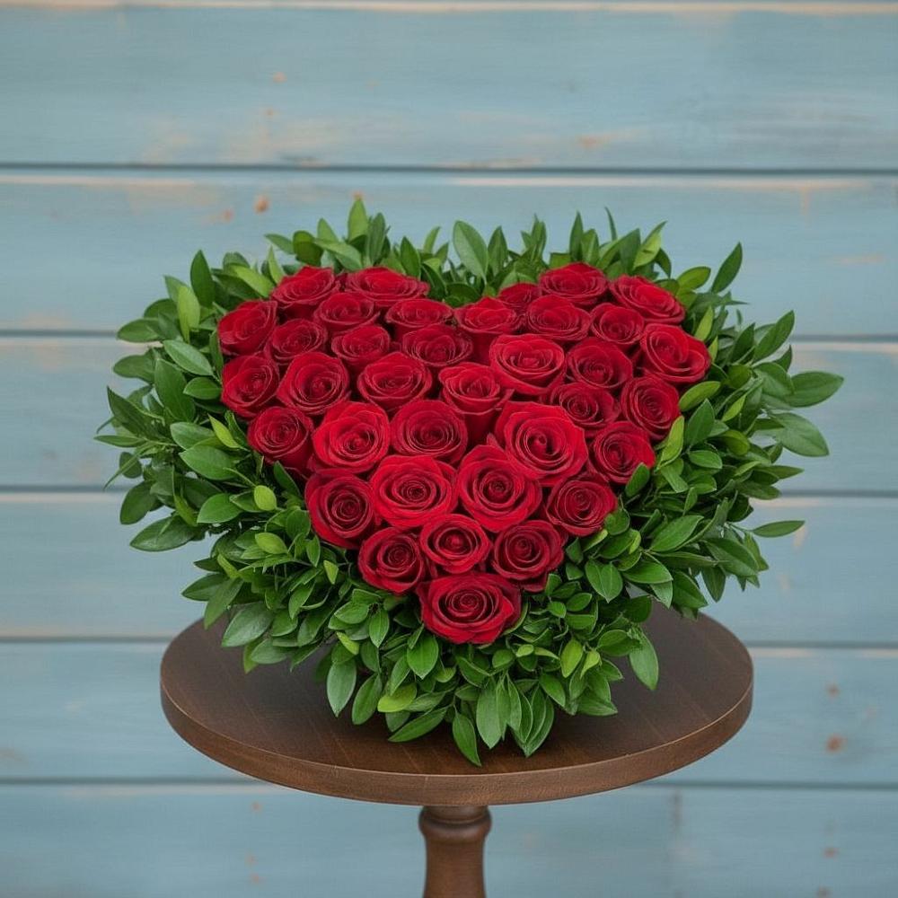 Цветочная композиция из Розы в виде сердца в Нижнее Мячково