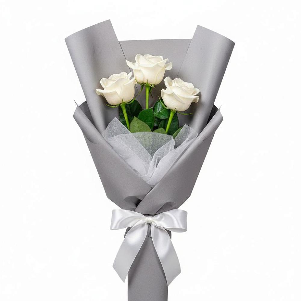 Букет 3 белые розы в Нижнее Мячково