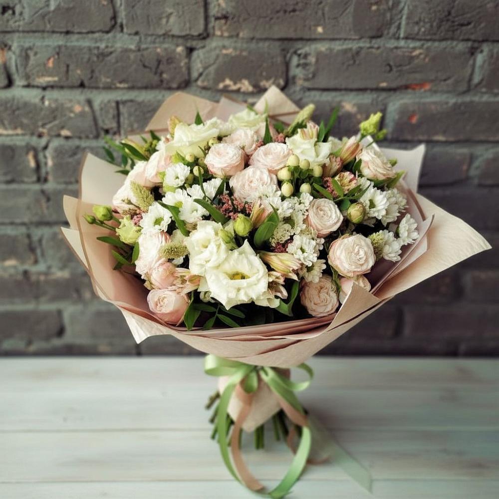 Букет цветов из: Альстромерии, Розы и Хризантемы в Нижнее Мячково
