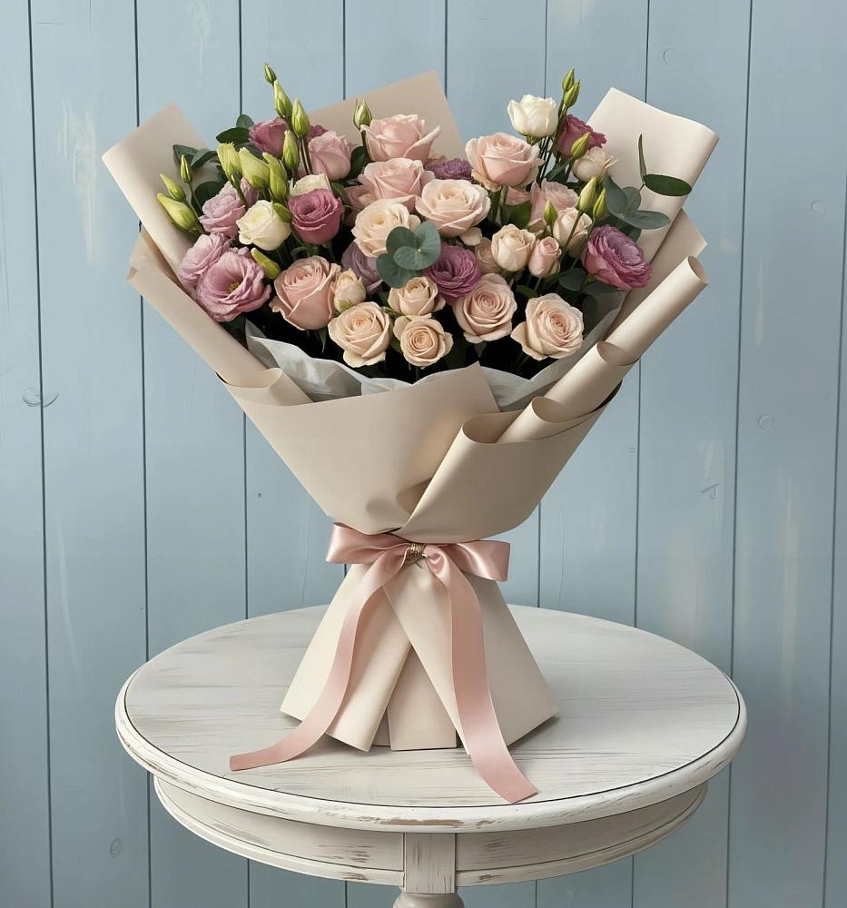 Букет цветов из: Розы и Лизиантусы в Нижнее Мячково