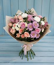 Букет цветов из:  Хризантемы, Розы и Альстромерии в Нижнее Мячково
