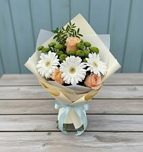 Букет цветов из:  Герберы, Розы и Хризантемы в Нижнее Мячково