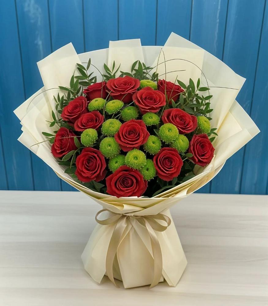 Букет цветов из: Розы и Хризантемы в Нижнее Мячково